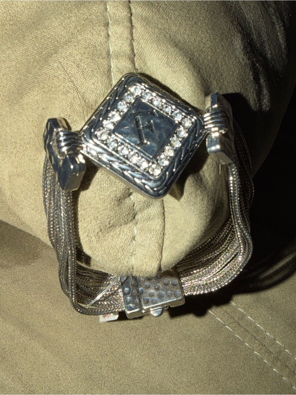 Silver-Tone Bracelet with Center Square Accent